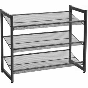 Empty metal 3-tier shoe rack, angled view - Furniture