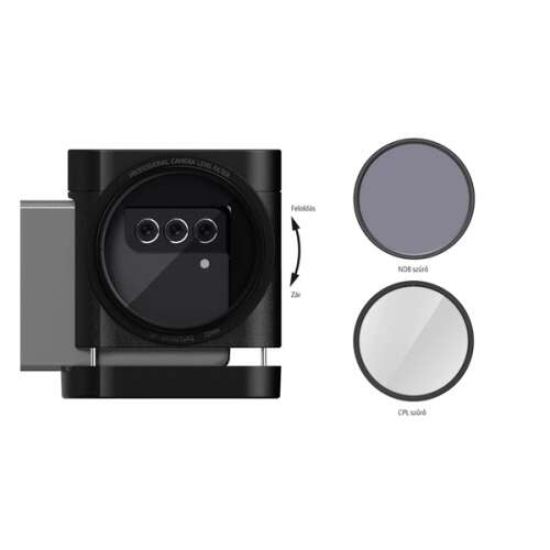 Fekete Samsung Galaxy A3 (2017) és A5 (2017) 72mm CPL és ND8 szűrő lencse készlet vakupapucsal és állványrögzítővel