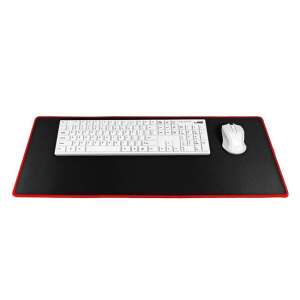 Black gaming mouse pad with red stitching, 700x300mm, for keyboard and mouse, anti-slip rubber base - Mouse Pad