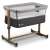 Lionelo Leonie 3-in-1 baby crib in gray, with wooden legs and mesh sides