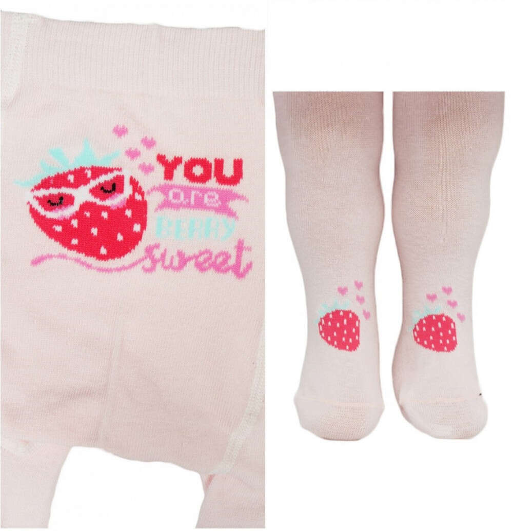 Yo! Baby pamut harisnyanadrág lány (80-86) - rózsaszín eper