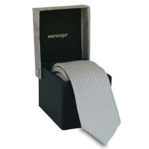 Merango - Világosszürke Csíkos Nyakkendő - Keskeny - 4,5x144cm