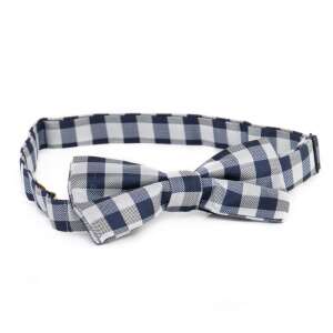 Sötétkék és fehér kockás csokornyakkendő férfiaknak - Nyakkendő