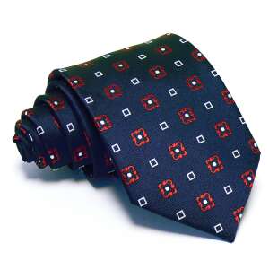 Sötétkék nyakkendő piros-fehér mintával, J. Waller's kollekció - J. Waller's