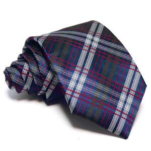 Sötétkék nyakkendő fehér, zöld és piros csíkokkal, J. Waller's kollekció - Nyakkendő