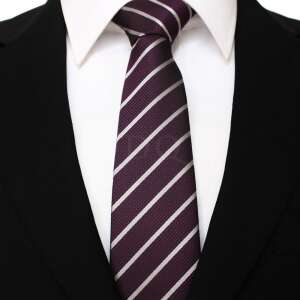 Lila csíkos nyakkendő fehér csíkokkal, férfi nyakkendő - Nyakkendő