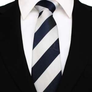 Sötétkék és fehér csíkos nyakkendő - Nyakkendő
