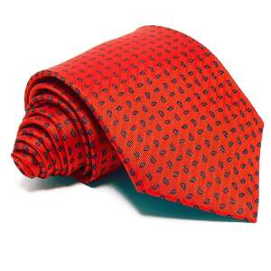 J.Waller's Piros Selyem Nyakkendő - Kék Mintás - 8,5 x 147 cm