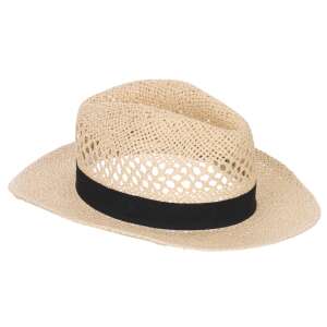 Széles karimájú szalma kalap fekete szalaggal, nyári kalap, férfi kalap, női kalap - Női kalap