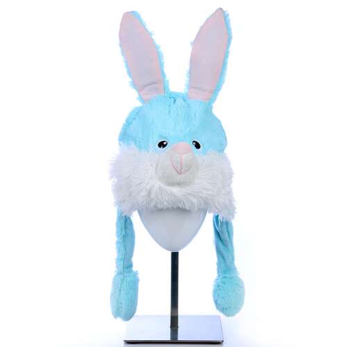 Kék nyuszi sapka felálló fülekkel, gyerek sapka, plüss sapka, vicces sapka, jelmez sapka