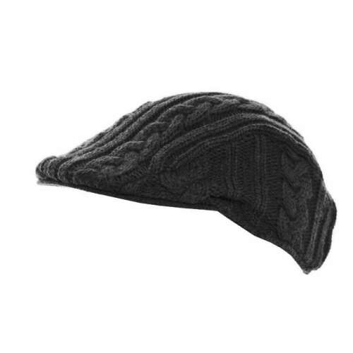 Fekete kötött lapos sapka férfiaknak