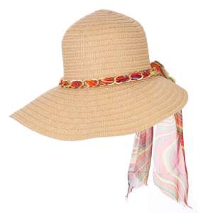 Bézs floppy napszemüveg színes lánccal és sállal - Női kalap