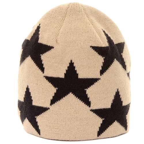 Csillagmintás bézs színű baba sapka