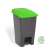 70L Pedal-Mülleimer mit grünem Deckel, grauer Korpus, aus recyceltem Kunststoff, Logo für recyceltes Material