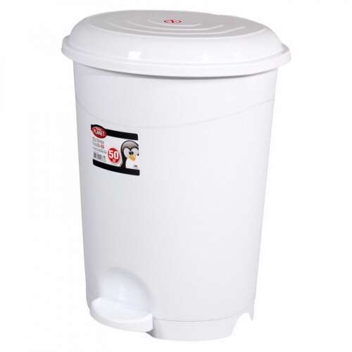 White pedal bin with removable inner bucket, 50L, LUXURY, plastic, Comet