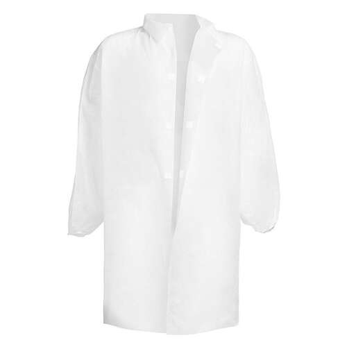 Návštevný župan jednorazový PP so suchým zipsom biely 110x135cm, 28g, L