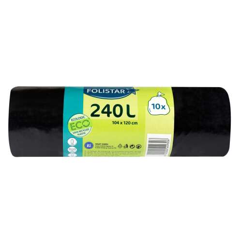 Folistar HNAT 240L fekete szemeteszsák, 104x120 cm, 10 darab/tekercs - Szemeteszsák