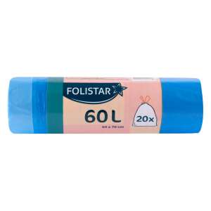 Folistar HNAT 60L blaue Müllsäcke, 20 Stück, 64x70cm, HDPE, mit Kordelzug - Müllsäcke