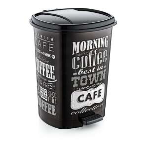 GOGO 50L coș de gunoi negru cu pedala și design cafea, coș de gunoi din plastic - Cosuri de gunoi