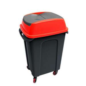 Hippo 70L čierny/červený plastový odpadkový kôš s kolieskami - Planet