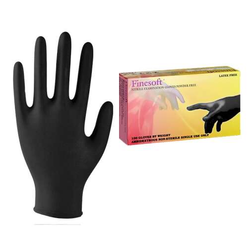 Finesoft Nitril-Untersuchungshandschuhe, schwarz, puderfrei, latexfrei, 100 Stück pro Box