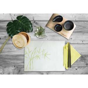 Set de farfurii Infibra cu design asiatic, 30x40 cm, 250 bucăți/pachet, pe o masă din lemn cu bețișoare și boluri - Servete si naproane