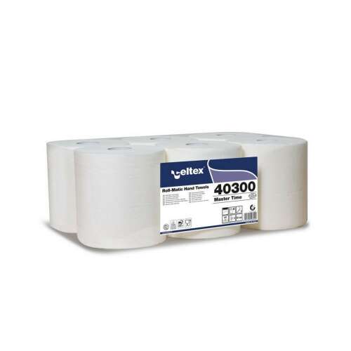 Celtex Master Time 40300 tekercses kéztörlő, 6 tekercs/csomag, 285 méter/tekercs, 2 réteg, fehér