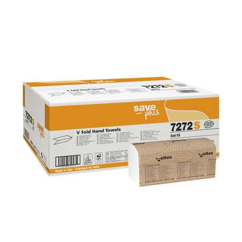 Prosoape de hârtie Celtex Save Plus V, 2 straturi, 21,5x21cm, 15x200 bucăți, maro, hârtie reciclată