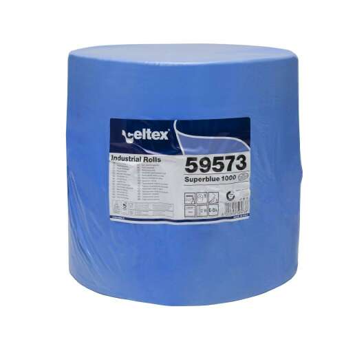 Celtex Superblue 1000 Rolki przemysłowe, niebieskie ręczniki papierowe, 3-warstwowe, 1000 arkuszy, 36x36cm, 1 rolka