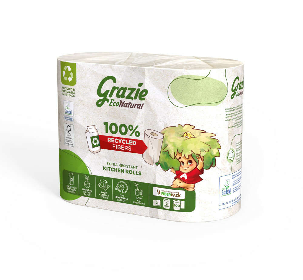 Lucart GRAZIE NATURAL Kéztörlő - 2 Rétegű - 2x100 Lap