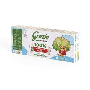 Grazie EcoNatural 100% Recyclingfasern Extra weiche Papiertaschentücher, 4-lagig, 10x9 Stück pro Packung, 24 Packungen pro Karton, 48 Kartons pro Palette - Lucart