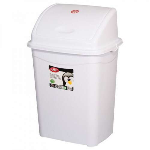 Trash can with lid, plastic, luxury, white, 4 litres