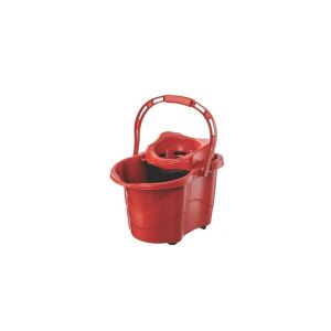 Roter Plastikmopp-Eimer mit Rädern und Auswringer, 20L - Haus & Garten
