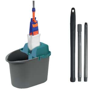 Moppo Mop Set mit Moppkopf, Stiel und Eimer #grau 48059544 Reinigungsgeräte