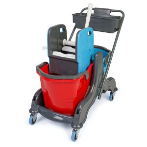 Cărucior de curățenie Herkules cu 2 găleți de 25L și storcător de mop - Cărucior de curățare