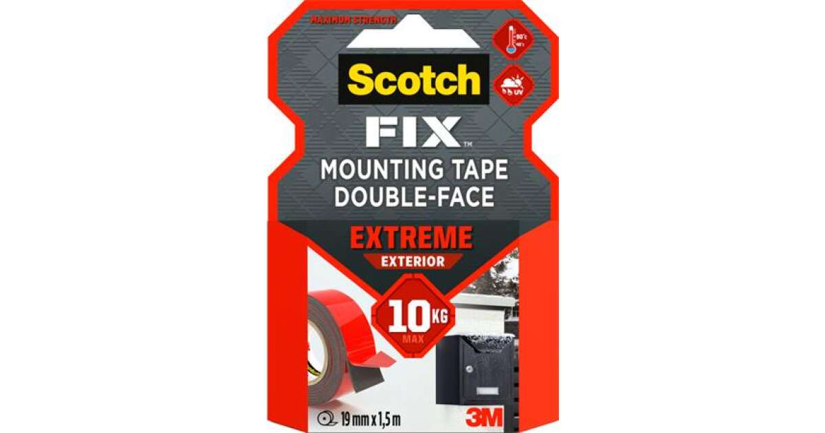 3M SCOTCH Adhesive tape, double-sided, extra strong, exterior, 19 mm x 1.5  m, 3M SCOTCH Extreme Exterior 