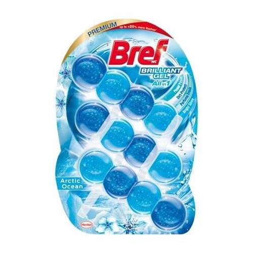BREF Čistiaci gél na toalety, 3x42 g, BREF "Brilliant gel", Arctic Ocean