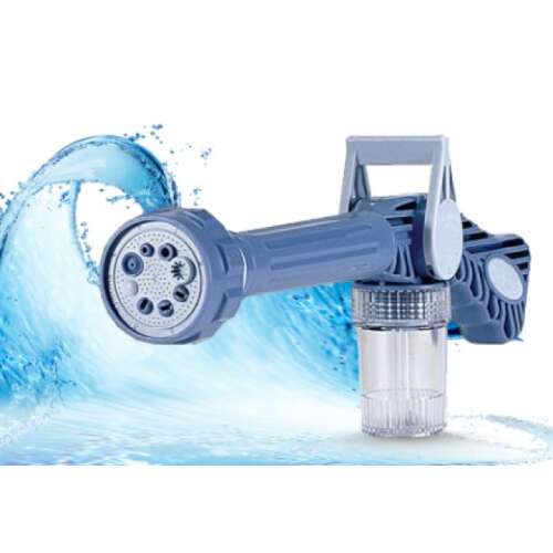 Multifunkciós vízágyú beépített mosószertartállyal, 8 féle vízszórás, autómosás, kert locsolás