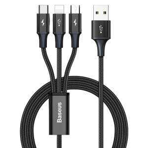 Baseus Rapid Series 3v1 USB kábel Micro USB + USB-C + Lightning 3,5A 1,2 m (CAJS000001) #black