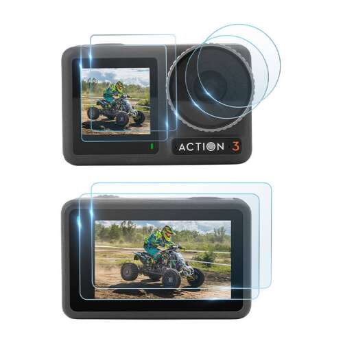 Kalené sklenené fólie Sunnylife pre DJI OSMO Action 3, ochrana obrazovky a objektívu, 6 kusov