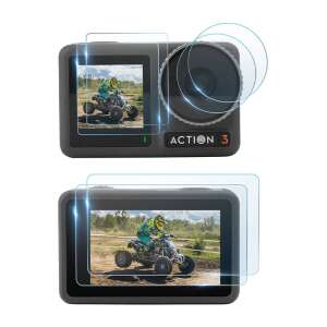Sunnylife edzett üveg fólia DJI OSMO Action 3-hoz, képernyő és lencse védő, 6 darabos - Drón kiegészítő