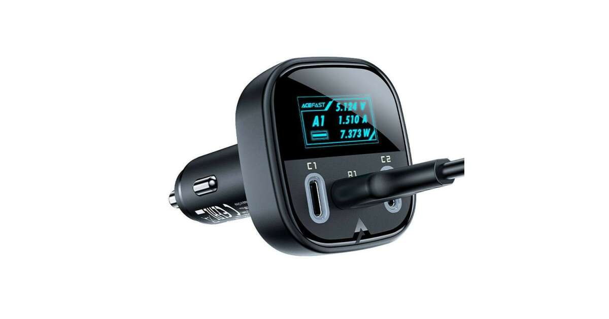 Car Charger Acefast B5, 101W, 2x USB-C + USB, OLED (black