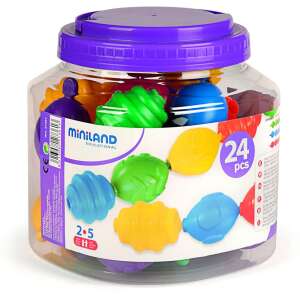 Miniland Educational Giant Beads Set, 24 pieces, colorful beads for threading and learning, 2-5 years old - Miniland Creative Toy