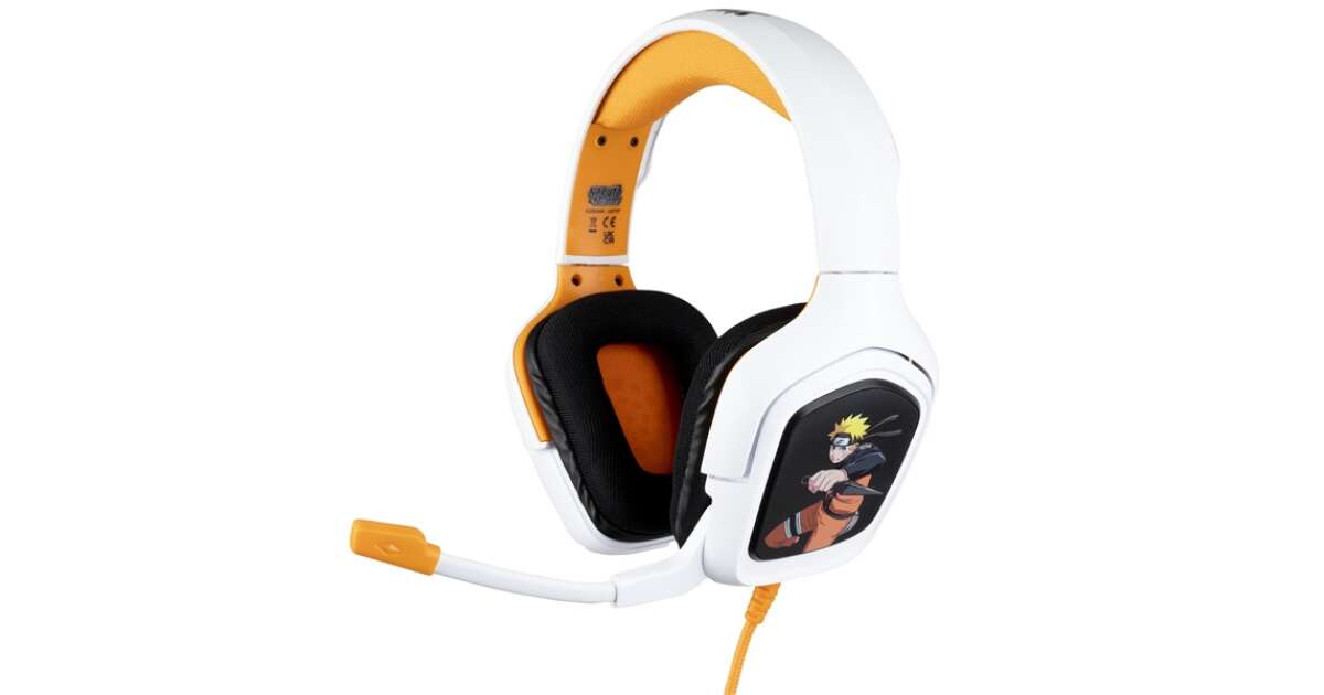 Konix - naruto "naruto" 2.0 headphones wired gaming stereo  microphone, white pattern KX-GH-NARU-WH