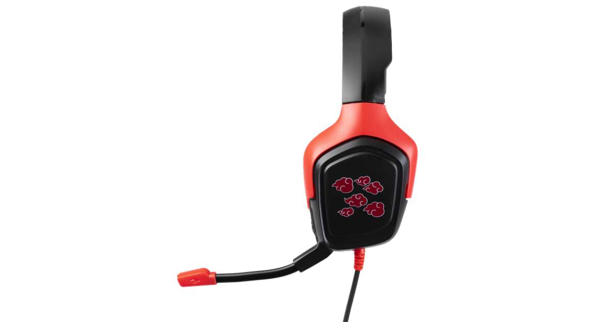 Konix - naruto akatsuki 2.0 headphones wired gaming stereo microphone,  black-red KX-GH-CLOUD-BK