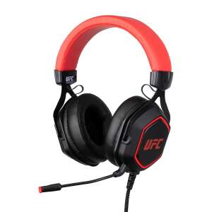 Konix UFC 7.1 wired gaming headset with microphone, black and red - Gaming