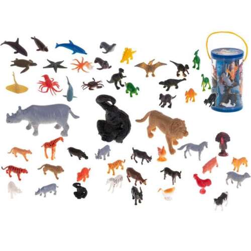 Set mit 48 Plastik-Tierfiguren, darunter Nutztiere, Dinosaurier, Safari-Tiere und Meerestiere