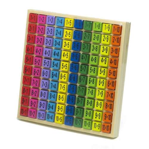 Wooden multiplication table toy for kids, learn multiplication facts up to 10