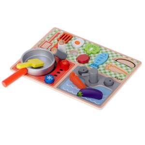 Kabi My First Kitchen Set wooden toy kitchen playset with stove, sink, and food - Ikonka