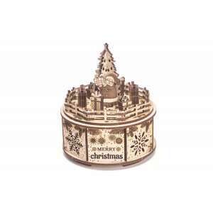 Model mecanic 3D Wood Trick Cadouri de la Moș Crăciun, asamblat, cutie muzicală din lemn - Puzzle 3D & Puzzle cu burete